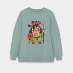 Женский свитшот oversize без начеса хлопок Забавные Индейцы 8