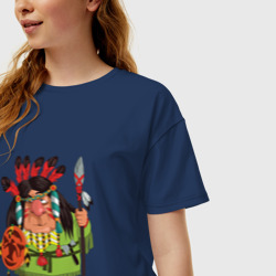Женская футболка хлопок Oversize Забавные Индейцы 8 - фото 2