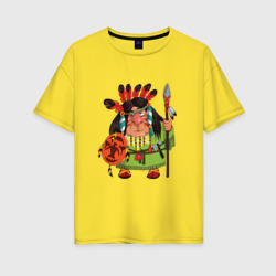 Женская футболка хлопок Oversize Забавные Индейцы 8