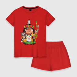 Женская пижама с шортиками хлопок Забавные Индейцы 9