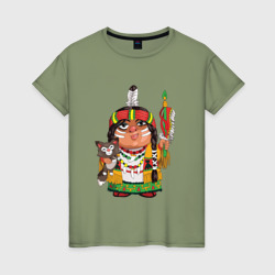 Женская футболка хлопок Забавные Индейцы 9