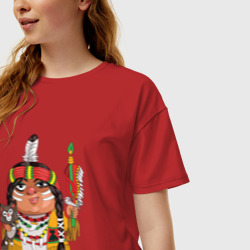Женская футболка хлопок Oversize Забавные Индейцы 9 - фото 2