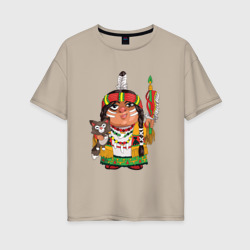 Женская футболка хлопок Oversize Забавные Индейцы 9