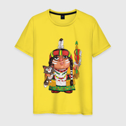 Мужская футболка хлопок Забавные Индейцы 9