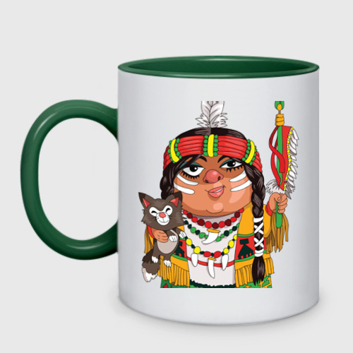 Кружка двухцветная с принтом Забавные Индейцы 9, вид спереди #2