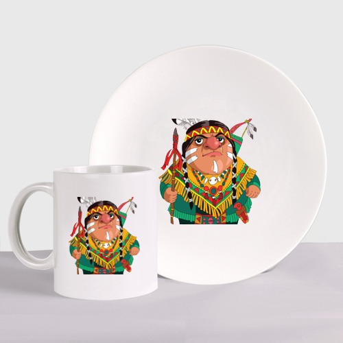 Набор: тарелка + кружка Забавные Индейцы 10