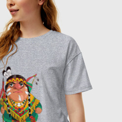 Женская футболка хлопок Oversize Забавные Индейцы 10 - фото 2