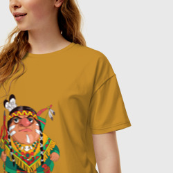 Женская футболка хлопок Oversize Забавные Индейцы 10 - фото 2