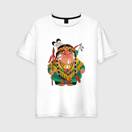 Женская футболка оверсайз из хлопка с принтом Забавные Индейцы 10, вид спереди №1