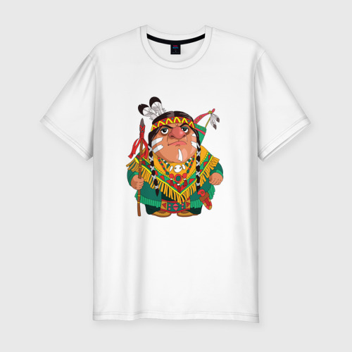 Мужская футболка приталенная из хлопка с принтом Забавные Индейцы 10, вид спереди №1