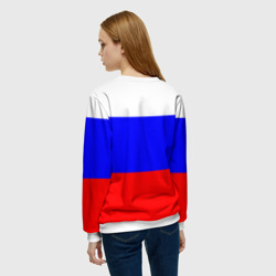 Свитшот с принтом Россия для женщины, вид на модели сзади №2. Цвет основы: белый