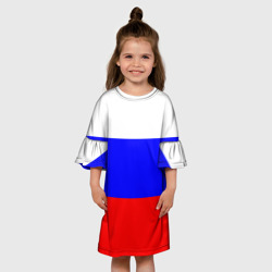 Платье с принтом Россия для ребенка, вид на модели спереди №3. Цвет основы: белый