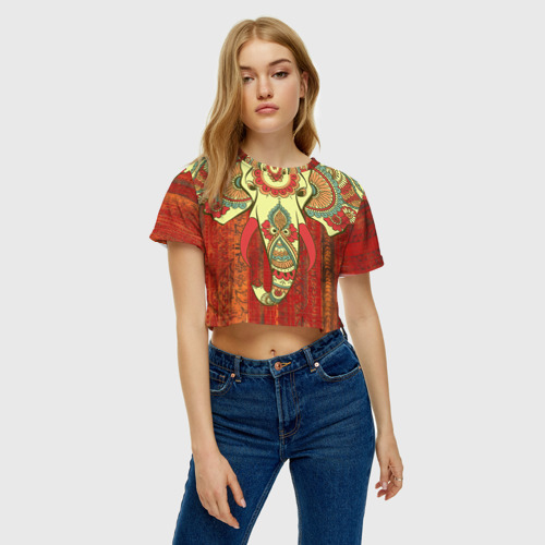 Женская футболка Crop-top 3D Индия 4, цвет 3D печать - фото 4