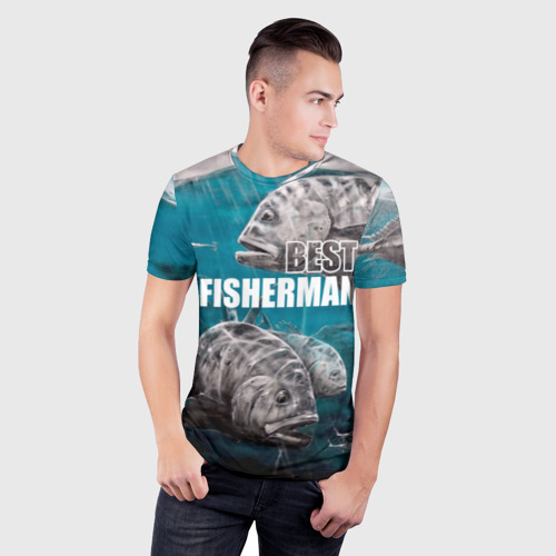 Мужская футболка 3D Slim Лучший рыбак, цвет 3D печать - фото 3
