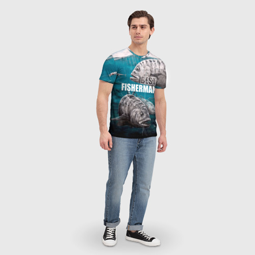 Мужская футболка 3D Лучший рыбак, цвет 3D печать - фото 5