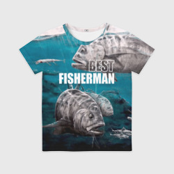 Детская футболка 3D Лучший рыбак - океан