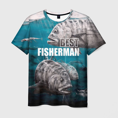 Мужская футболка 3D Лучший рыбак - океан