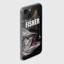 Чехол для iPhone 15 силиконовый с защитой камеры Лучший рыбак - семга - фото 2