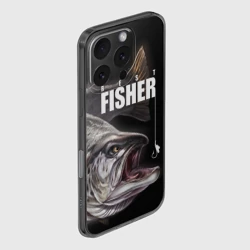 Чехол для iPhone 16 Pro силиконовый с защитой камеры Лучший рыбак - семга - фото 2