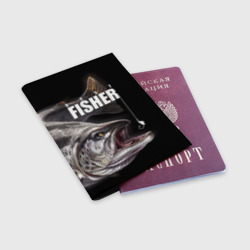 Обложка для паспорта матовая кожа Лучший рыбак - семга - фото 2