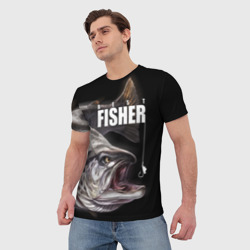 Мужская футболка 3D Лучший рыбак - семга - фото 2