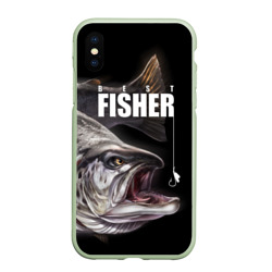 Чехол для iPhone XS Max матовый Лучший рыбак - семга