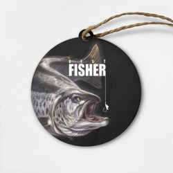 Деревянная игрушка круг Лучший рыбак - семга