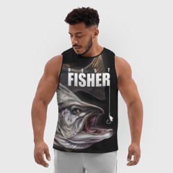 Мужская спортивная майка 3D Лучший рыбак - семга - фото 2