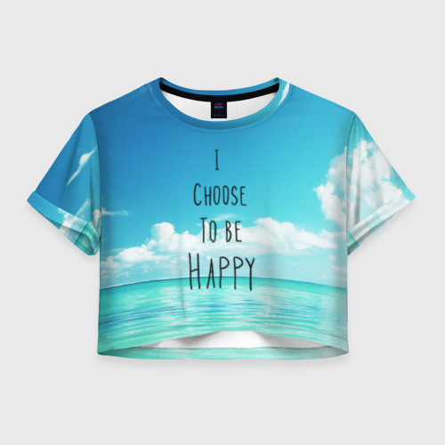 Женская футболка Crop-top 3D Happy, цвет 3D печать