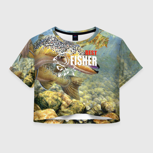 Женская футболка Crop-top 3D Лучший рыбак, цвет 3D печать