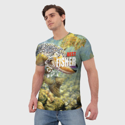 Мужская футболка 3D Лучший рыбак - осетр - фото 2