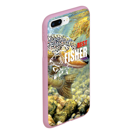 Чехол для iPhone 7Plus/8 Plus матовый Лучший рыбак - осетр, цвет розовый - фото 3
