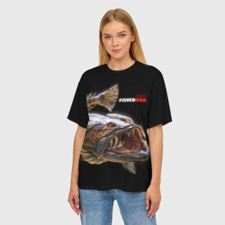 Женская футболка oversize 3D Лучший рыбак - глубинный хищник - фото 2