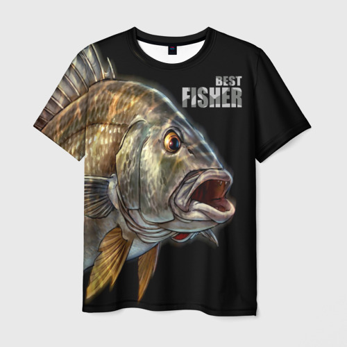 Мужская футболка с принтом Лучший рыбак- большая рыба, вид спереди №1