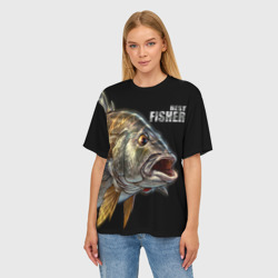 Женская футболка oversize 3D Лучший рыбак- большая рыба - фото 2