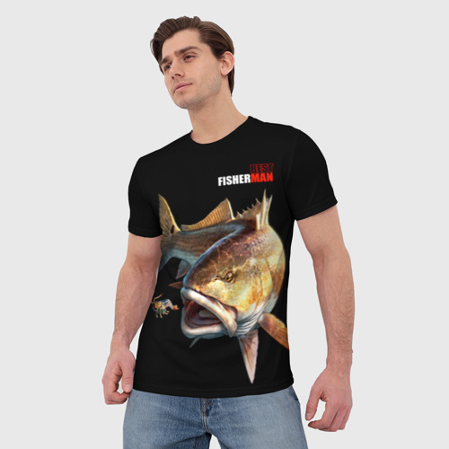 Мужская футболка 3D Лучший рыбак - охота за креветкой, цвет 3D печать - фото 3