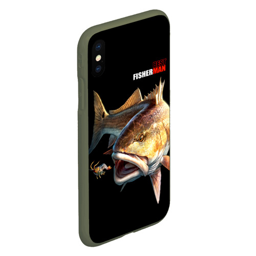 Чехол для iPhone XS Max матовый с принтом Лучший рыбак - охота за креветкой, вид сбоку #3