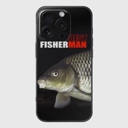 Чехол для iPhone 16 Pro силиконовый с защитой камеры Лучший рыбак - лещ