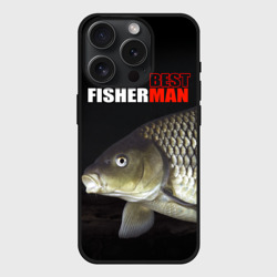 Чехол силиконовый для Apple iPhone 15 Pro Мax матовый Лучший рыбак - лещ