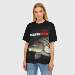 Женская футболка oversize 3D Лучший рыбак - лещ - фото 2