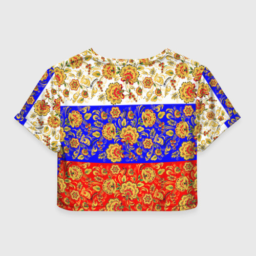 Женская футболка Crop-top 3D Хохлома, цвет 3D печать - фото 2