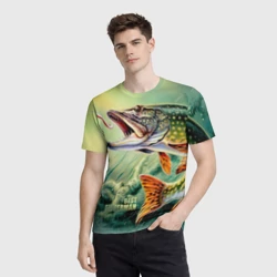 Мужская футболка 3D Лучший рыбак - щука - фото 2