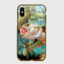 Чехол для iPhone XS Max матовый Лучший рыбак - большой окунь