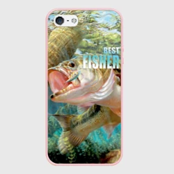Чехол для iPhone 5/5S матовый Лучший рыбак - большой окунь