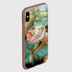 Чехол для iPhone XS Max матовый Лучший рыбак - большой окунь - фото 2