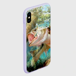 Чехол для iPhone XS Max матовый Лучший рыбак - большой окунь - фото 2