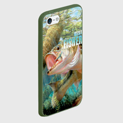 Чехол для iPhone 5/5S матовый Лучший рыбак - большой окунь - фото 2