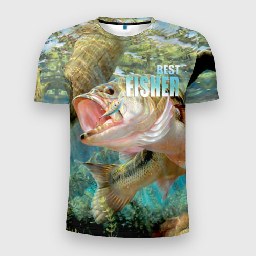 Мужская футболка 3D Slim Лучший рыбак, цвет 3D печать