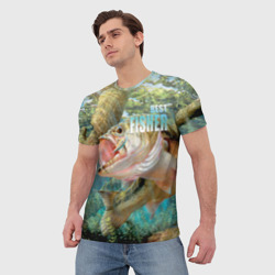 Мужская футболка 3D Лучший рыбак - большой окунь - фото 2