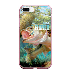 Чехол для iPhone 7Plus/8 Plus матовый Лучший рыбак - большой окунь